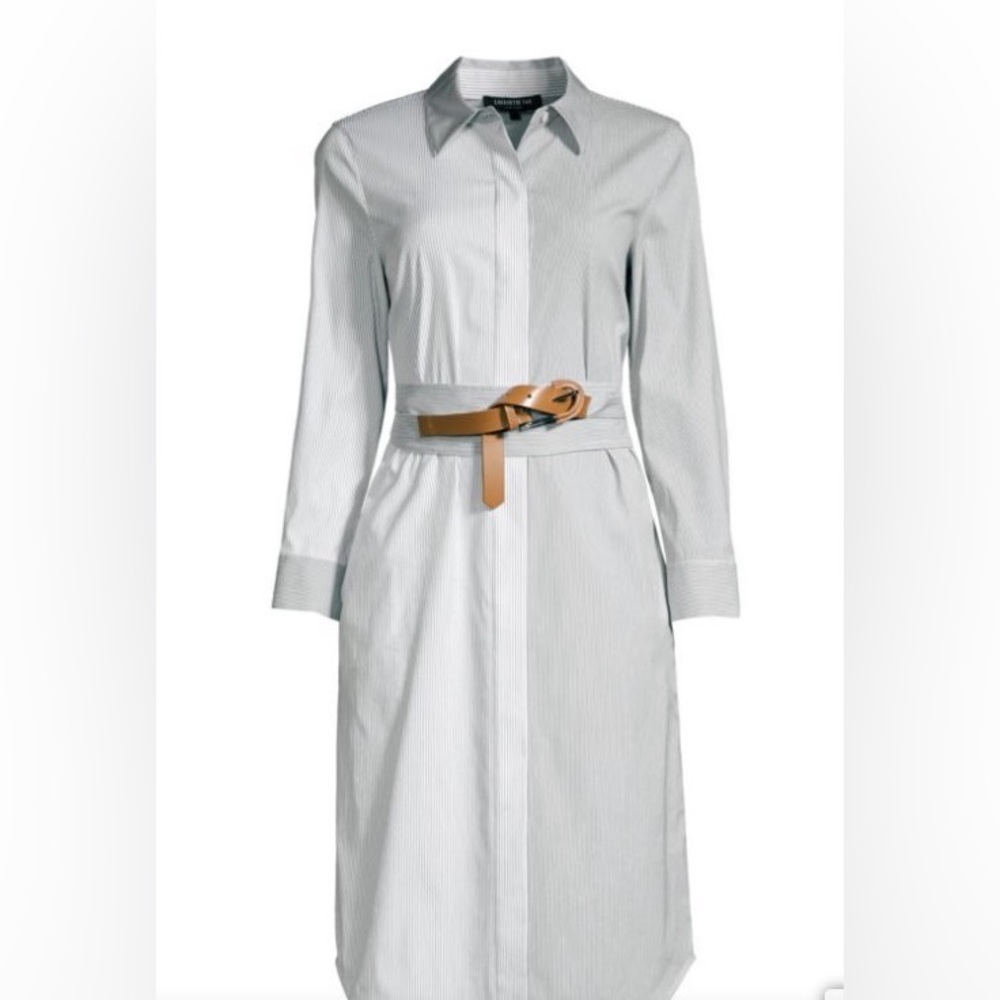 Lafayette 148 New York "Peggy" cotton shirtdress with parkside stripes.